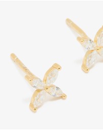 Lovisa - Waterproof Gold Plated Stainless Steel Cubic Zirconia Flower Stud Earrings