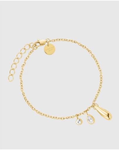 Rosefield - Bold Solitaire Charms Gold-Tone Bracelet