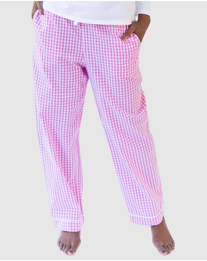 Sant And Abel - Women's Hepburn Gingham Pink Long PJ Pants