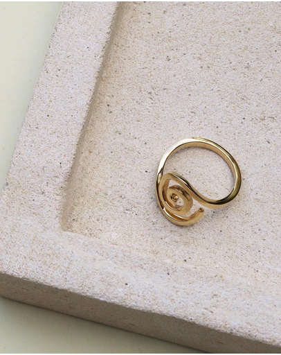 Elli Jewelry - Sculptural Open Spiral Ring in Gold-Plated 925 Silver