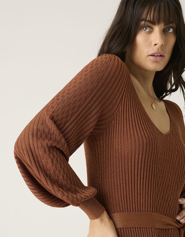 MOS The Label - Scarlet Knit Pattern Midi Dress 