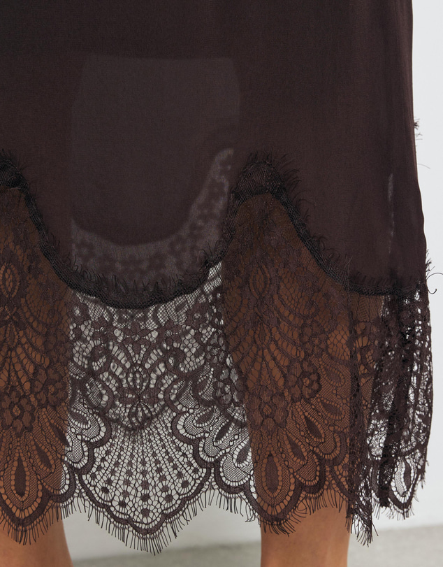AERE - Alina Lace Trim Slip Skirt