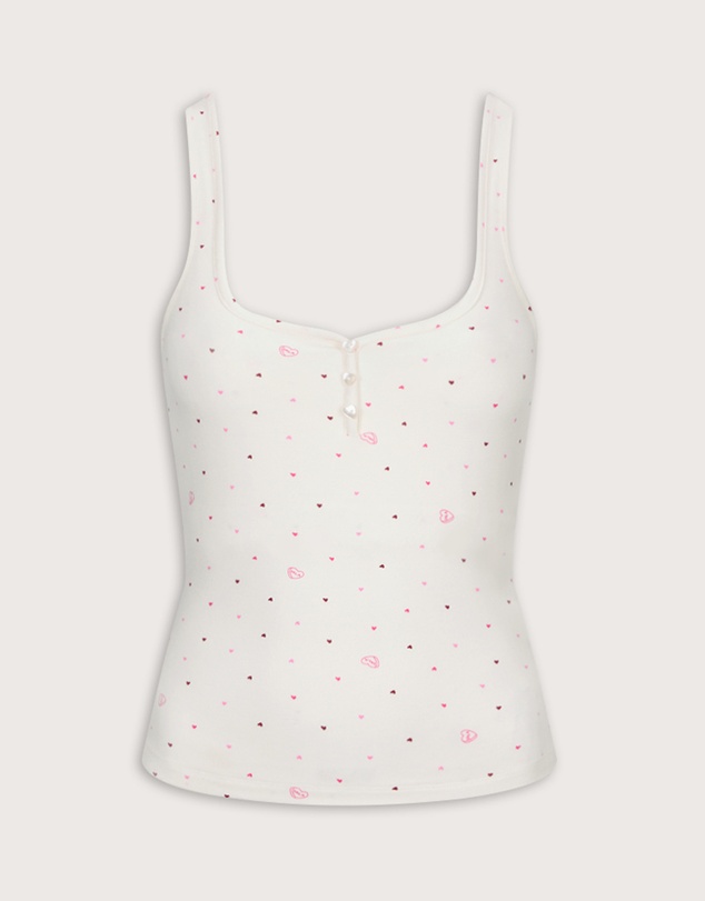 TALA - Soft Lounge Square Neck Button Tank