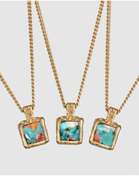 Haze & Glory - ICONIC EXCLUSIVE - Necklace Turquoise Square 925 Sterling Silver Gold-Plated