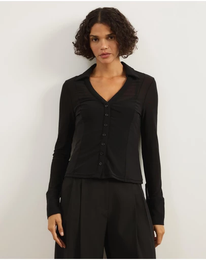 Atmos&Here - Willa Long Sleeve Mesh Shirt