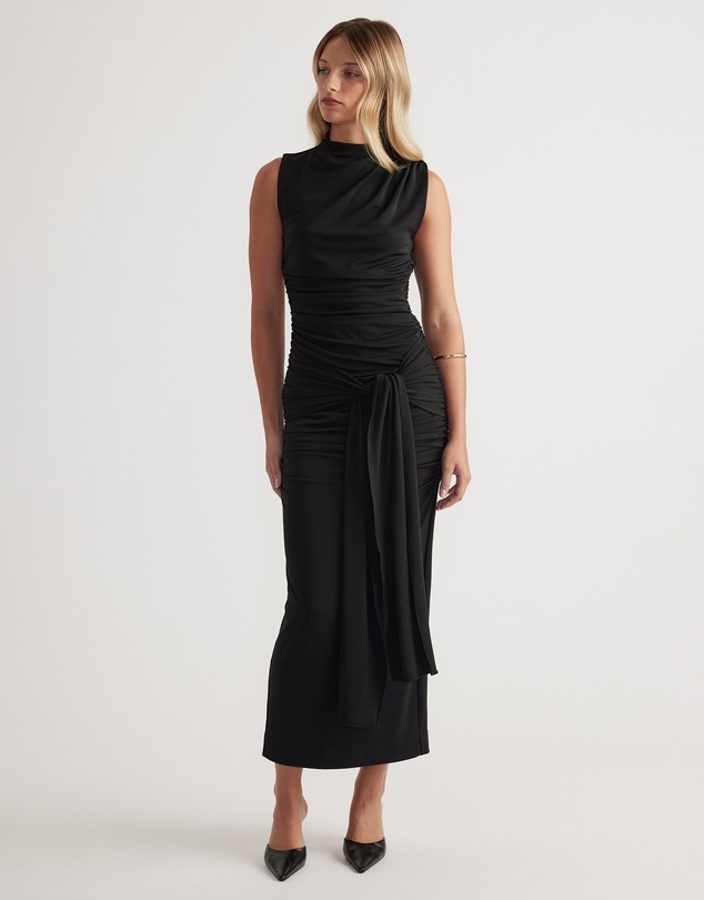 Decjuba - Robin Ruched Tie Maxi Dress