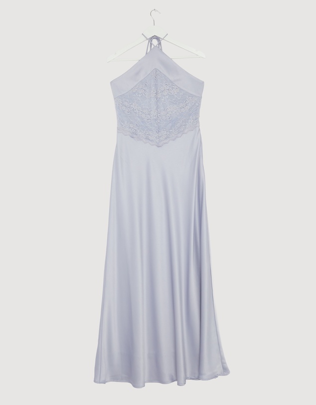 Revibe - Repaired CHANCERY Georgie Halter Neck Lace Panelled Maxi Dress - AU 12