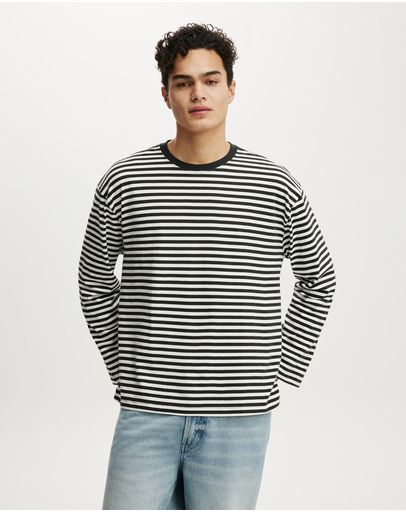 VINTAGE WHITE  WASHED BLACK STRIPE