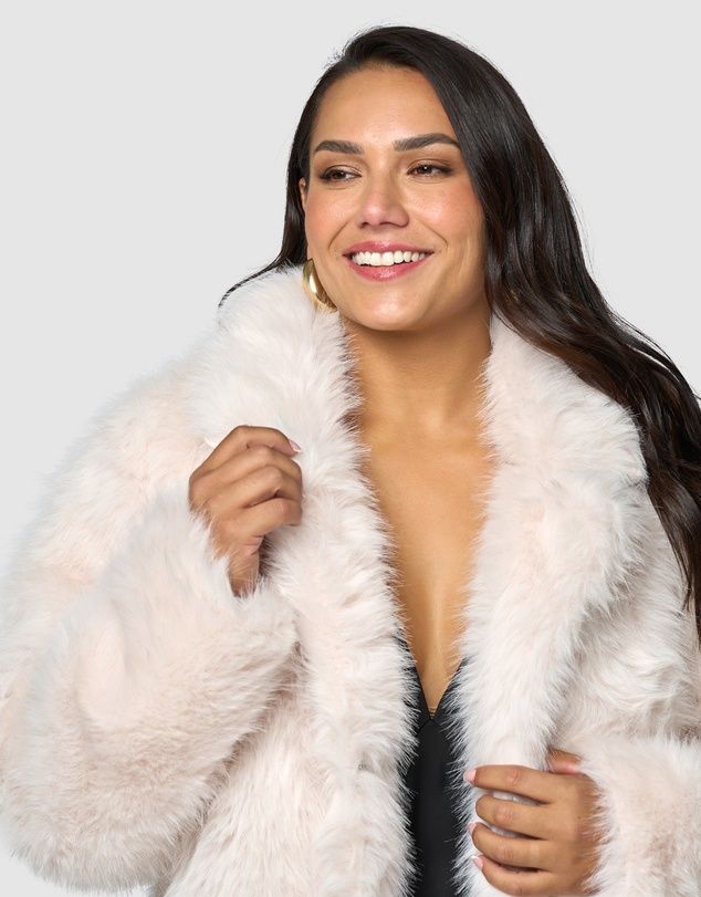 Pink Dusk by Curve Project - Seductive Charm Faux Fur Coat