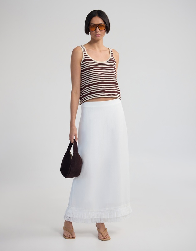 Oxford - Gabrielle Linen Blend Fringed Skirt