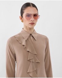 Farage - Ruffle Silk Shirt