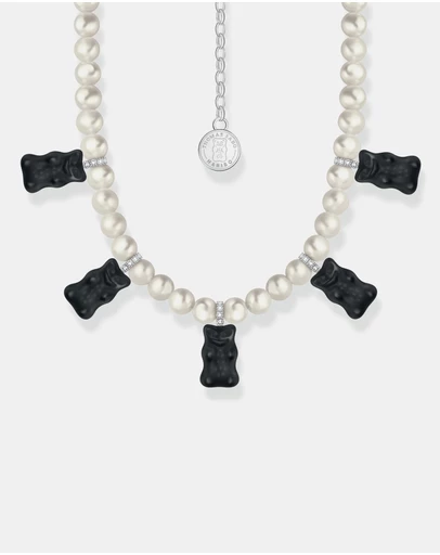 THOMAS SABO - Pearl necklace with black goldbears