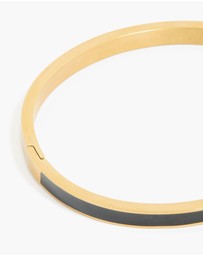 Lovisa - Waterproof Gold Plated Stainless Steel Thick Black Enamel Hinged Bangle