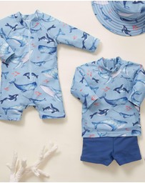 Purebaby - Printed Long Sleeve Sunsuit Swim -Kids-Babies