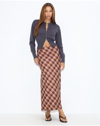 Dazie - Bronte Bias Cut Check Maxi Skirt