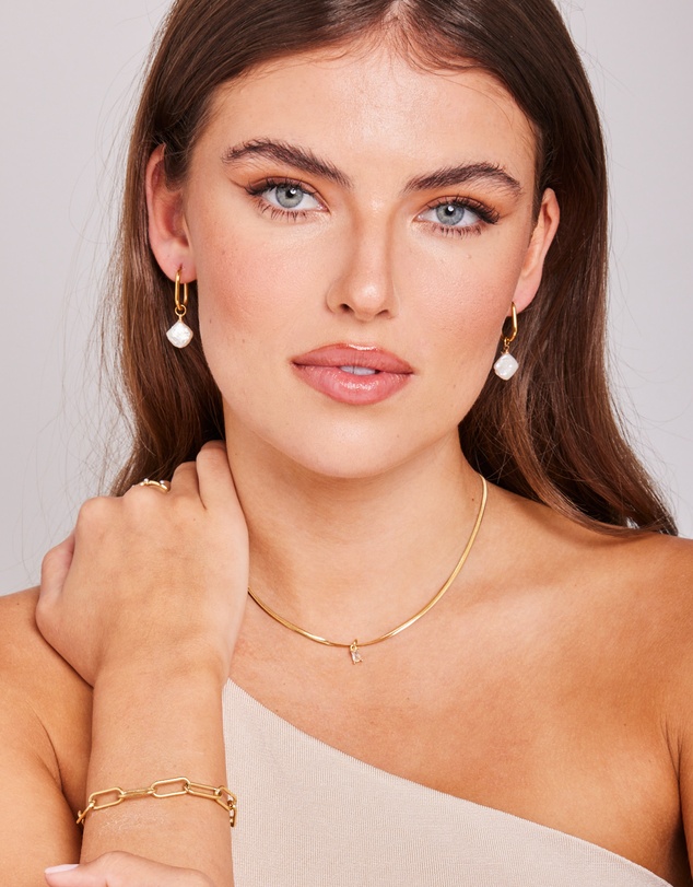 Zoe Olivia - Waterproof Freshwater Pearl Oval Huggie Hoops