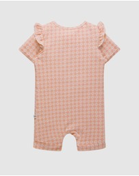 Kynd Baby - Day Or Night Short Sleeve Frill Onesie in Heart Gingham