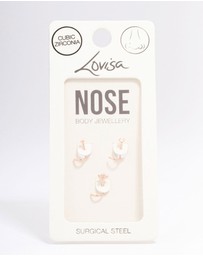 Lovisa - Rose Gold Plated Surgical Steel Flower Nose Piercing 3-Pack