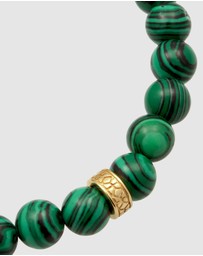 Kuzzoi - ICONIC EXCLUSIVE - Malachite Resin Bead Bracelet with Gold-Plated Silver Elements