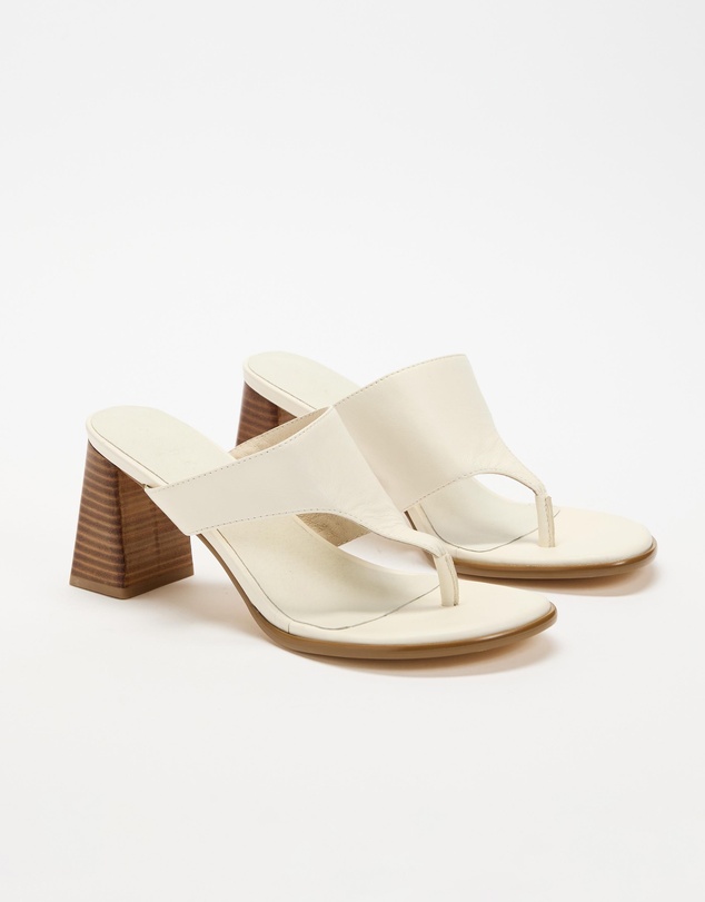 AERE - Cora Leather Block Thong Heels