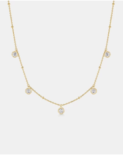 Ania Haie - Ania Haie Gold Molten Bezel-Set Droplet Station Necklace