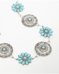 Lovisa - Silver & Turquoise Stone Boho Flower Ornate Belt