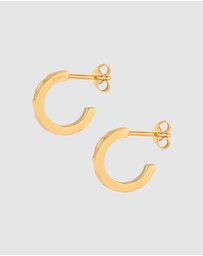 Elli Jewelry - Earrings Stud Hammered Creole 925 Sterling Silver Gold-Plated