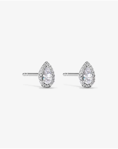 Michael Hill - Pear Cubic Zirconia Halo Stud Earrings in Sterling Silver