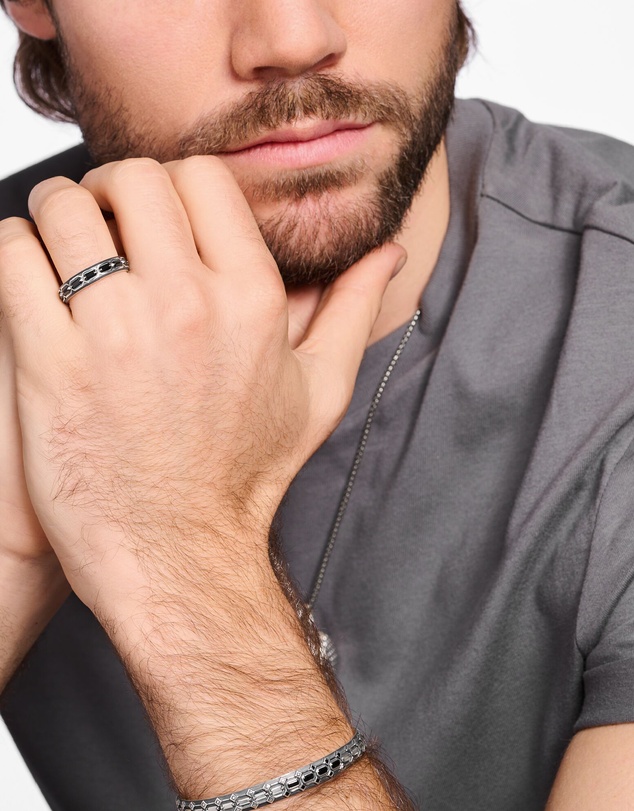 THOMAS SABO - Ring Crocodile Shell with Stones Silver Blackened