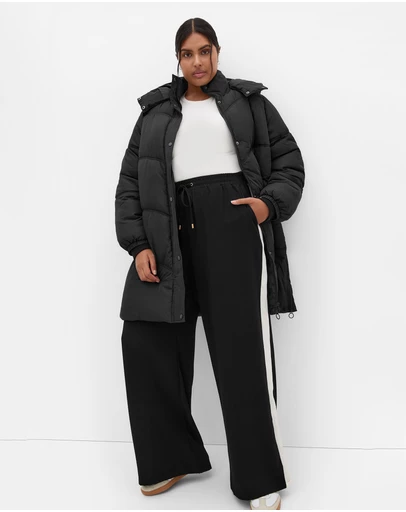 City Chic - Plus size Leah Longline Puffer Jacket - black