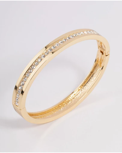 Lovisa - Gold Plated Classic Diamante Hinge Bangle