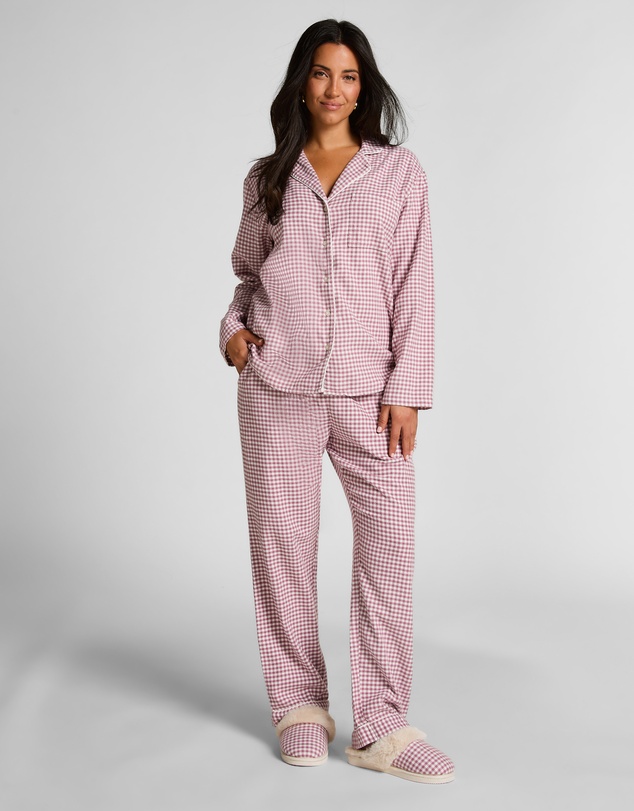 Hunkemoller - Long Sleeve Flannel Check Essential Pants
