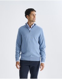 3 Wise Men - 3 Wise Men Harvey Zip Neck Merino Knit - Steel