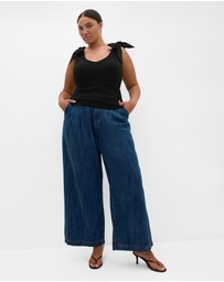 City Chic - Plus size Emma Bow Rib Tank - black