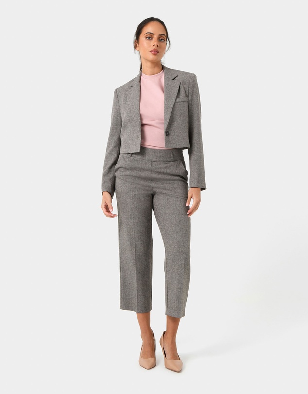 Forcast - Kai Checked Crop Blazer