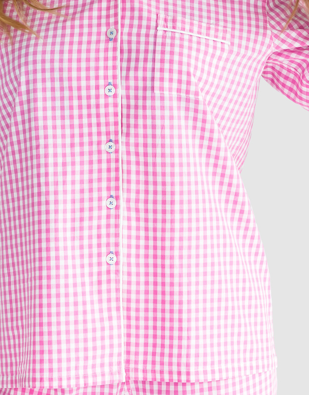 Sant And Abel - Women's Hepburn Gingham Pink Long PJ Set