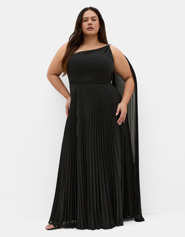 City Chic - Eloura One Shoulder Pleat Maxi Dress