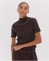 Cloth & Co. - The Rib Funnel Tee | Brazil Nut