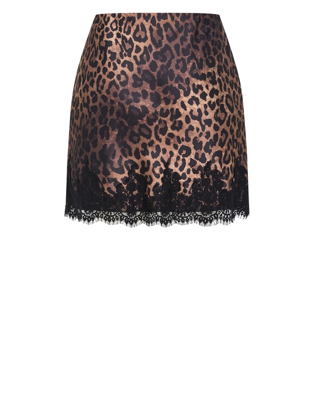 City Chic - Plus size Lace Trim Leopard Print Mini Skirt - chocolate