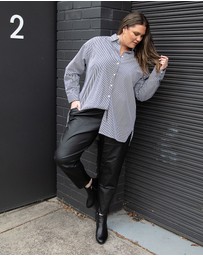 Love Your Wardrobe - Leah Stripe Curved Hem Over Shirt