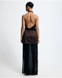Lover - Jett Solid And Sheer Cowl Maxi Dress