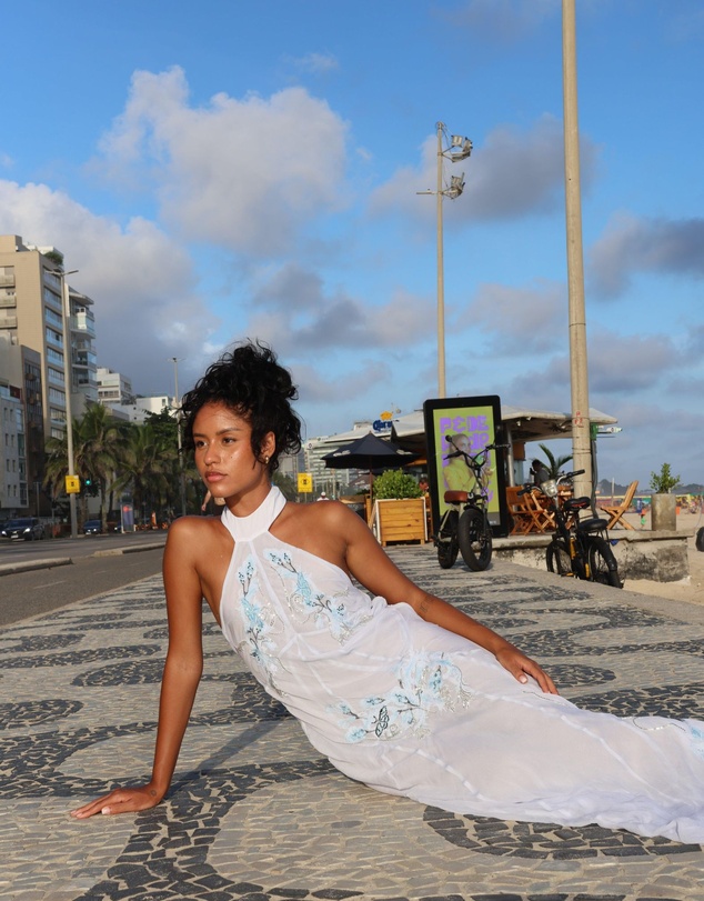 Muma World - Blue Vine Embroidered Belmira Dress