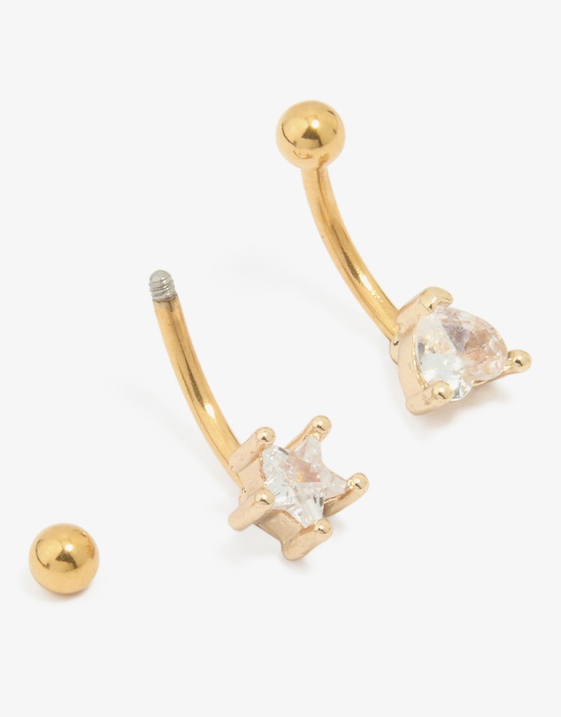 Lovisa - Gold Plated Surgical Steel Cubic Zirconia Ear & Body Jewellery Set