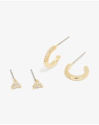 Lovisa - Gold Plated Brass Cubic Zirconia Chain & Stud Earrings 4-Pack