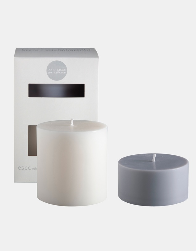 porter green - escc large pillar candle soy-blend unscented candles