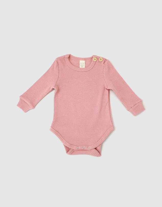 WITH LOVE FOR KIDS - Basics Thick Ribbed Long Sleeve Onesie - Babies