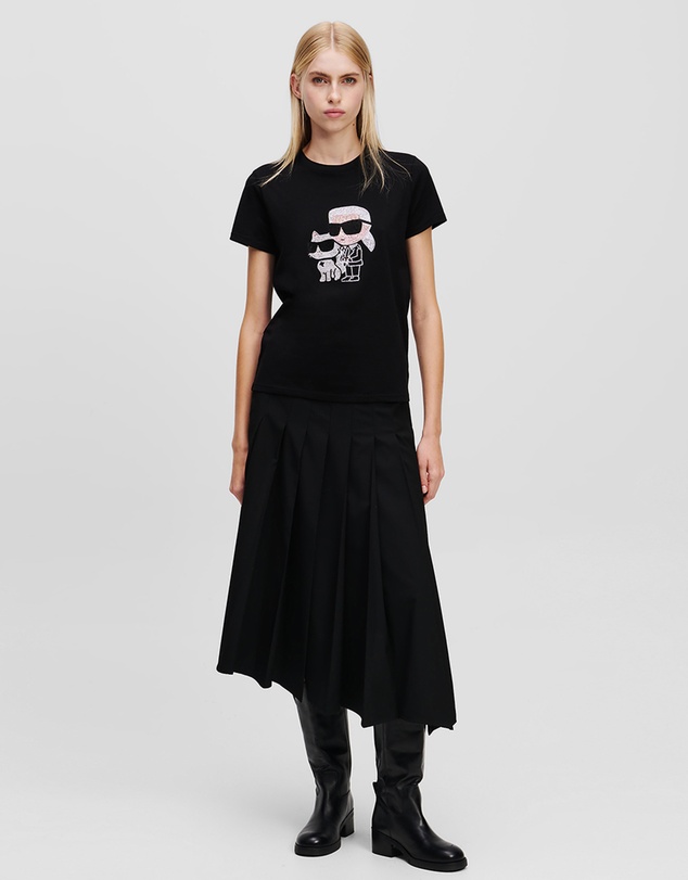 Karl Lagerfeld - Ikon Karl & Choupette Rhinestone T-Shirt