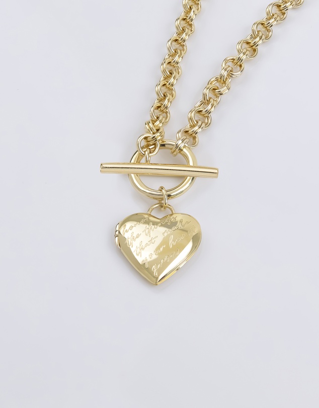 Wanderlust + Co - Honor Heart Mantra Gold Locket Necklace