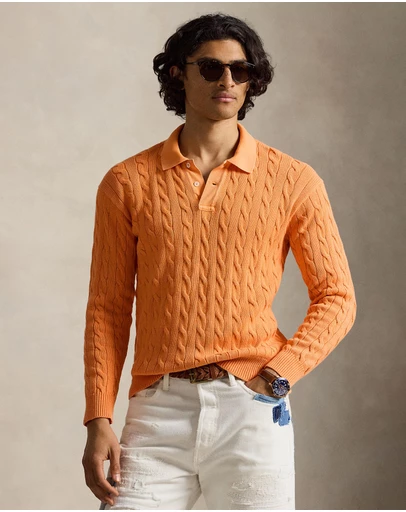 Polo Ralph Lauren - Relaxed Cable Cotton Polo-Collar Sweater - ICONIC EXCLUSIVE