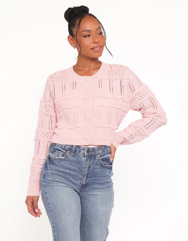 Petal & Pup - Aidy Crop Button Front Cardigan - Pink